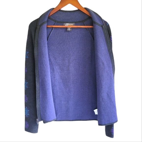 Eddie Bauer Full Zip Cardigan Sweater Women's Gray w Snowflakes XS - Picture 4 of 7